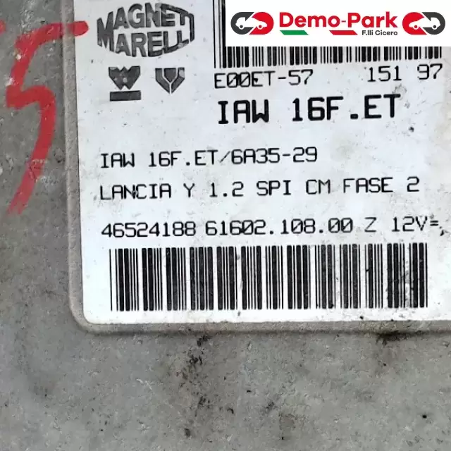 CENTRALINA MOTORE Lancia Y 1.2 IAW 16F.ET/6A35-29     46524188 61602.108.00 Z 0
