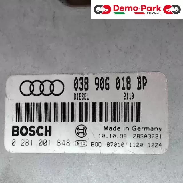CENTRALINA MOTORE Audi A 3 - 1.9 TDI BOSCH 0 281 001 848   038 906 018 BP 1