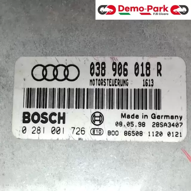 CENTRALINA MOTORE Audi A4 - 1.9 TDI BOSCH 0 281 001 726  038 906 018 R 1