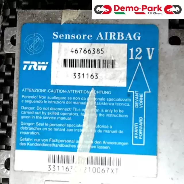 CENTRALINA SENSORE AIRBAG Fiat PUNTO - 188 46766385   331163 1