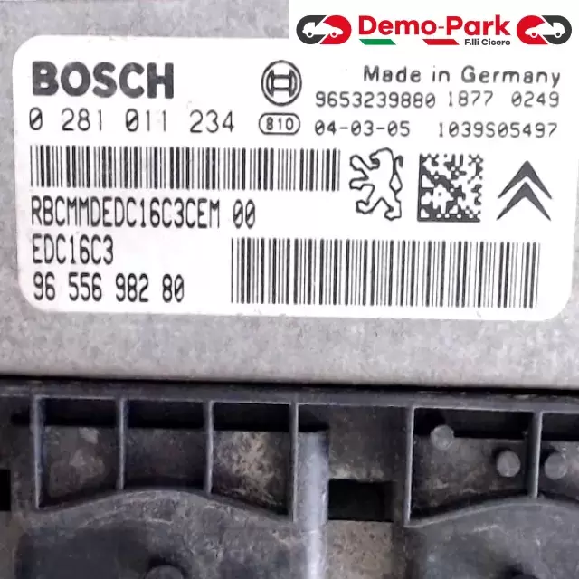 CENTRALINA MOTORE Peugeot 307 - 1.6 HDI BOSCH 0 281 011 234  EDC16C3  96 556 982 80 1