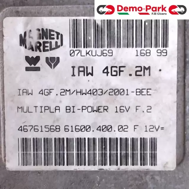 CENTRALINA MOTORE Fiat MULTIPLA - 1.6 16v IAW 4GF.2M/HW403/2001-BEE 1