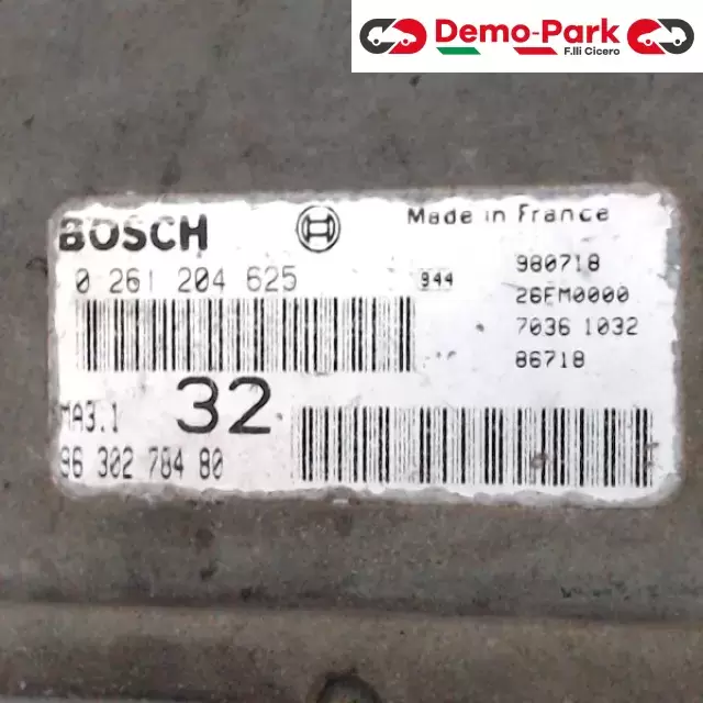 CENTRALINA MOTORE Peugeot 106 - 1.0 BOSCH 0 261 204 625   MA3.1  96 302 784 80 1