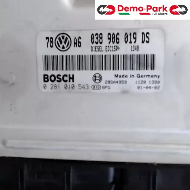 CENTRALINA MOTORE Volkswagen PASSAT B5 1.9 TDI BOSCH 0 281 010 543    038 906 019 DS   EDC15P+  1348 1