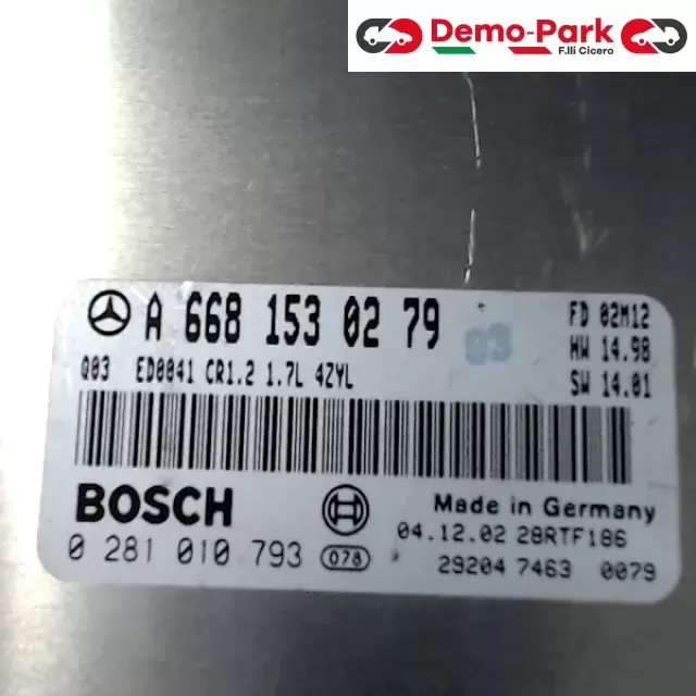 CENTRALINA MOTORE Mercedes-benz Classe A BOSCH 0 281 010 793   A 668 153 02 79  1
