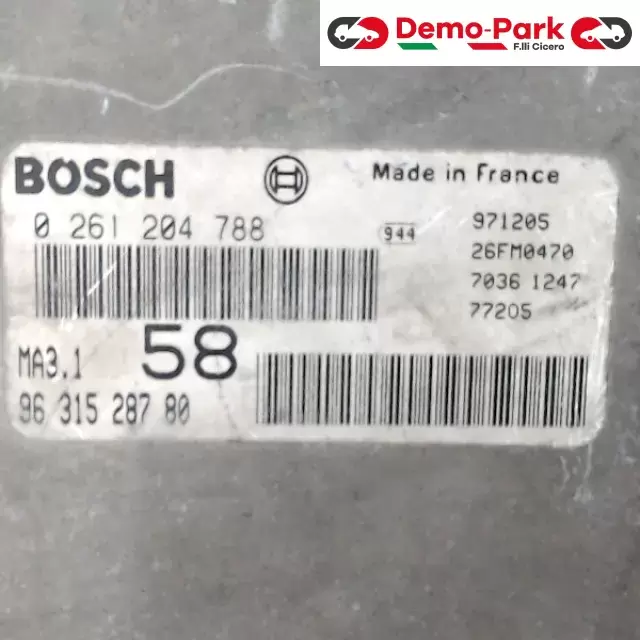 CENTRALINA MOTORE Peugeot 106 BOSCH 0 261 204 788    MA3.1   96 315 287 80 1