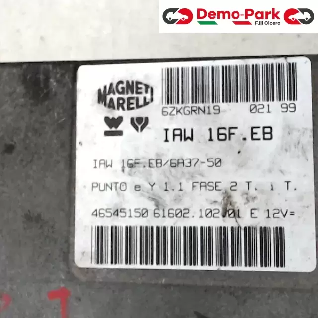 CENTRALINA MOTORE Fiat PUNTO I SERIE - 1.1 IAW 16F.EB/6A37-50 1
