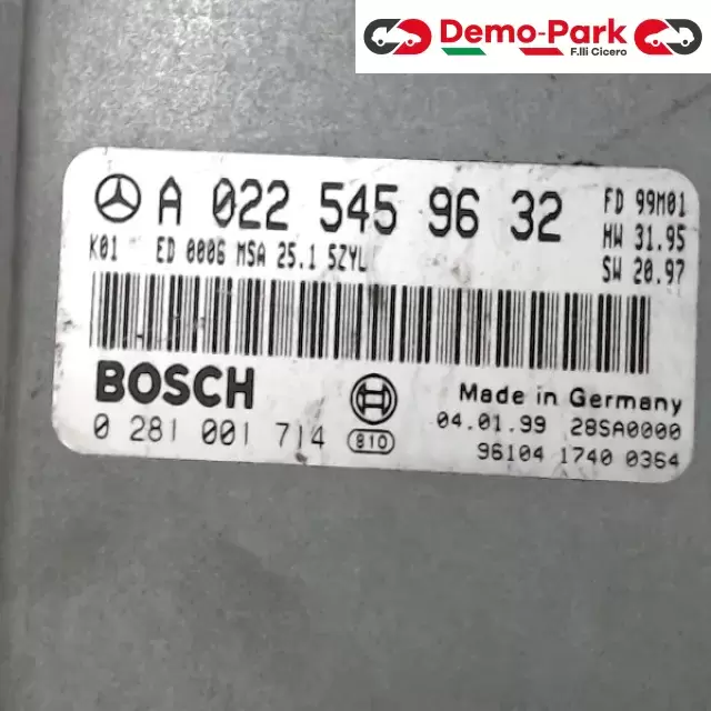 CENTRALINA MOTORE Mercedes-benz CLASSE E - 250 TD BOSCH 0 281 001 714     A 022 545 96 32 1