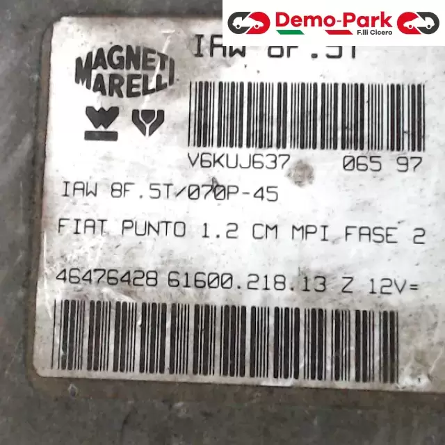 CENTRALINA MOTORE Fiat PUNTO I SERIE - 1.2 IAW 8F.5T/070P-45A 1