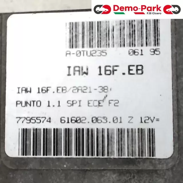 CENTRALINA MOTORE Fiat PUNTO I SERIE - 1.1 IAW 16F.EB/2A21-38  A-0TU235  061 95 1