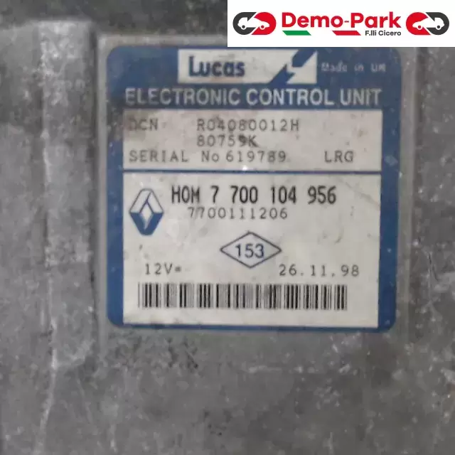 CENTRALINA MOTORE Renault 21 - T.D. LUCAS DCN R04080012H   HOM 7 700 104 956 1