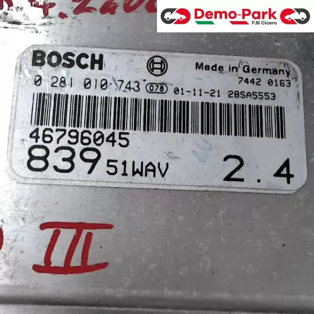 CENTRALINA MOTORE Lancia LYBRA - 2.4 JTD BOSCH 0 281 010 743  46796045   51WAV 1