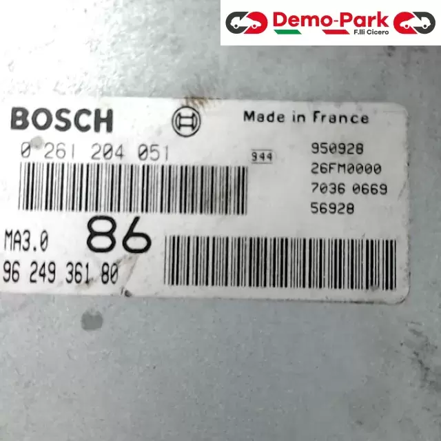 CENTRALINA MOTORE Peugeot 106 BOSCH 0 261 204 051     MA3.0     96249 361 80 1