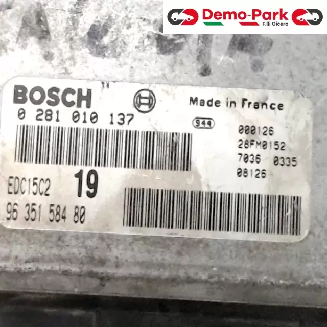 CENTRALINA MOTORE CitroЁn XSARA PICASSO - 2.0 HDI BOSCH 0 281 010 137     EDC15C2   96 351 584 80  1