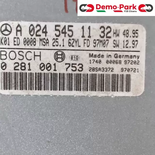 CENTRALINA MOTORE + ASR + PML Mercedes-benz CLASSE E - 300 BOSCH 0 281 001 753    A 024 545 11 32   -   BOSCH 0 265 109 056   017 545 75 32 K02 1