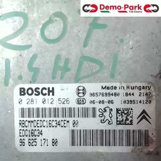 CENTRALINA MOTORE Peugeot 207 - 1.4 HDI 0 281 012 526  96 625 171 80 2