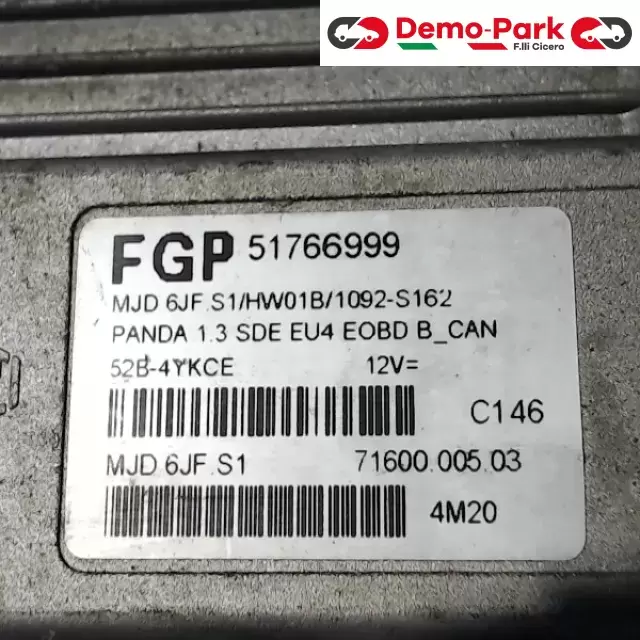 CENTRALINA MOTORE Fiat panda 1.3 MJET 51766999 2