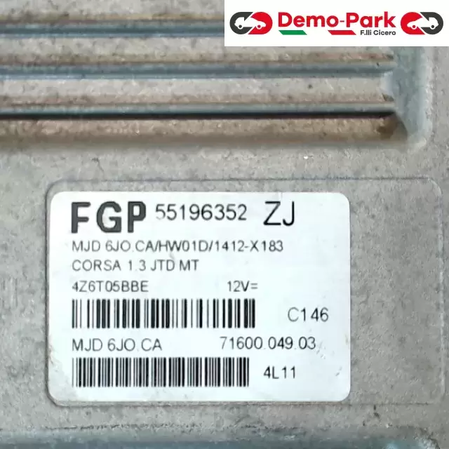 CENTRALINA OPEL CORSA C Opel CORSA C - 1.3 CDTI 55196352 1