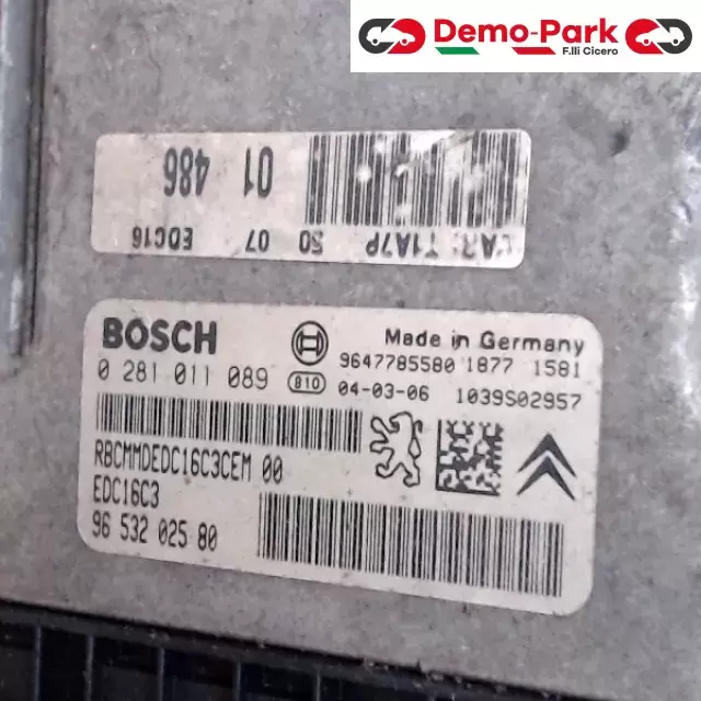 CENTRALINA MOTORE PEUGEOT 206 Peugeot 206 - 1.4 HDI 0281011089 1