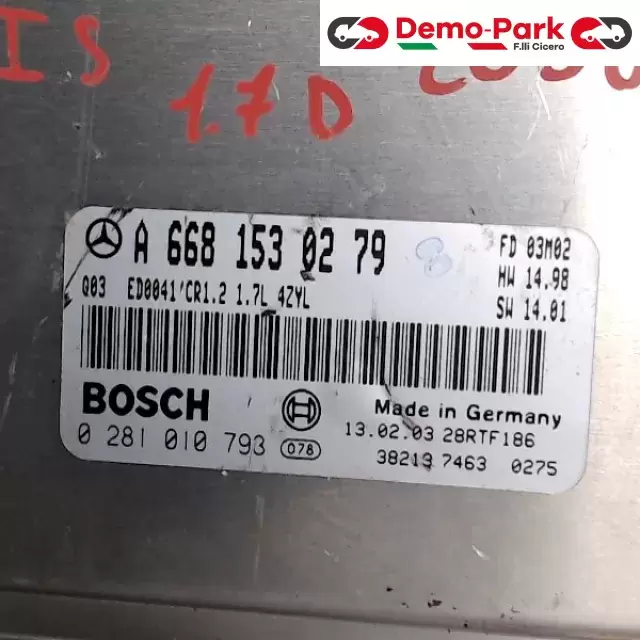 CENTRALINA MOTORE MERCEDES-BENZ  Mercedes-benz CLASSE A I SERIE W168 1.7 D 6681530279 1