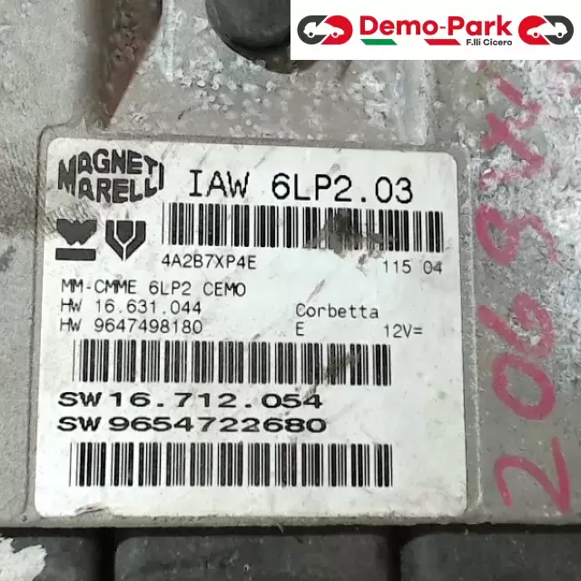 CENTRALINA MOTORE PEUGEOT 206 SW Peugeot 206 1.4 SW 9647498180 1