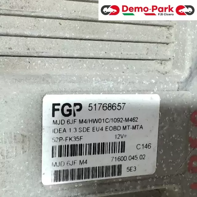 CENTRALINA MOTORE FIAT IDEA Fiat IDEA - 1.3 MJet 75CV 51768657 1