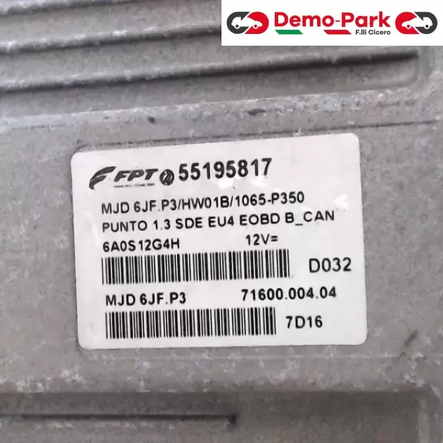 CENTRALINA MOTORE FIAT PUNTO 188 Fiat PUNTO 1.3 M.JET 55195817 1