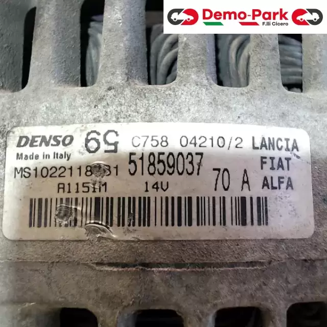 ALTERNATORE GRANDE PUNTO EVO 1.4B 70A Fiat G. PUNTO EVO 1.4 B 51859037 2