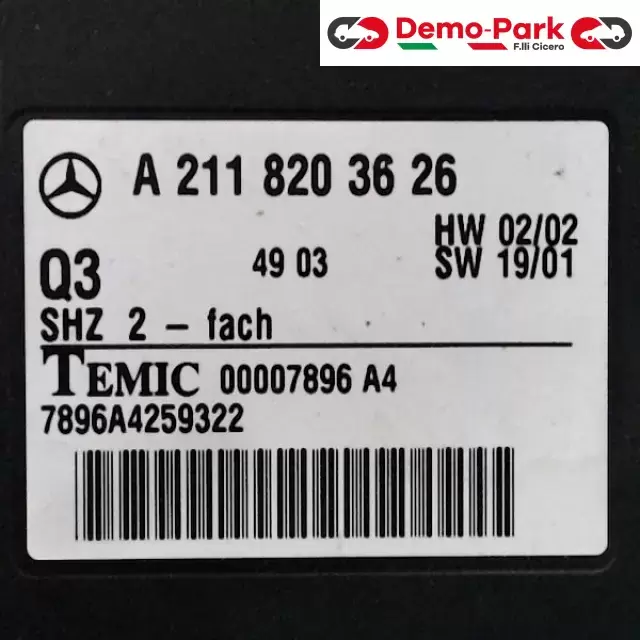 CENTRALINA RISCALDAMENTO SEDILE Mercedes-benz CLASSE E A 211 820 36 26 1