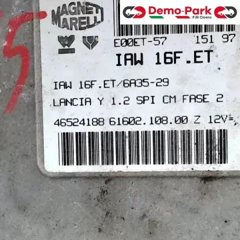 CENTRALINA MOTORE Lancia Y 1.2 IAW 16F.ET/6A35-29     46524188 61602.108.00 Z 0